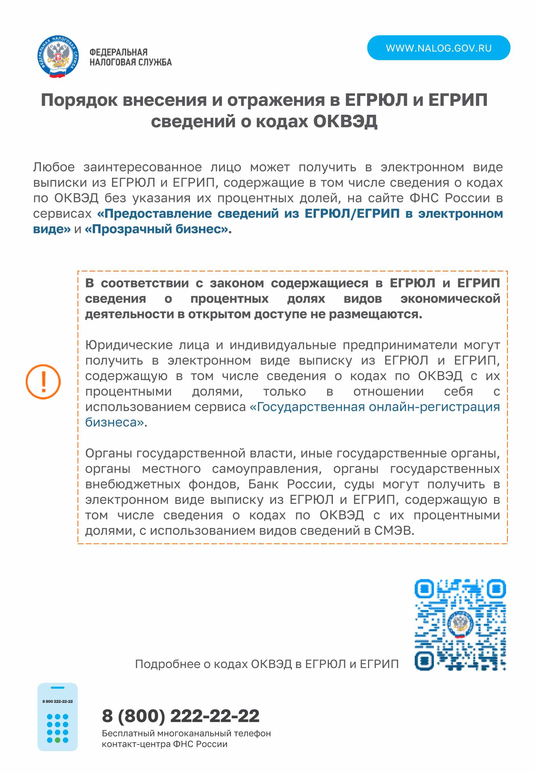 Порядок внесения и отражения в ЕГРЮЛ и ЕГРИП сведений о кодах ОКВЭД