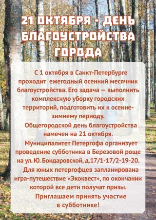 21 октября - День благоустройства города